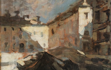 Achille Cattaneo (Limbiate 1872 - Milano 1931) Glimpse of San Marco, Milan, 1921