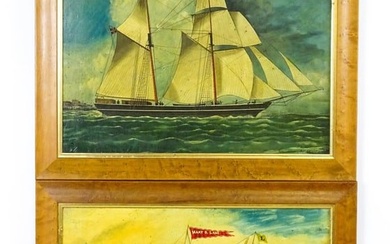 After Joseph B. Smith, Late 19th / early 20th century, Marine School, Oil on canvas, A pair of naive