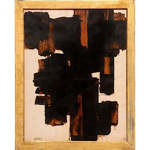 After PIERRE SOULAGES 'Abstract in Brown', signed in the pla...