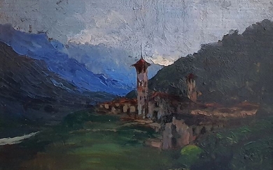 Alberto Salietti (1892-1961), attribuito a - Paesaggio ligure