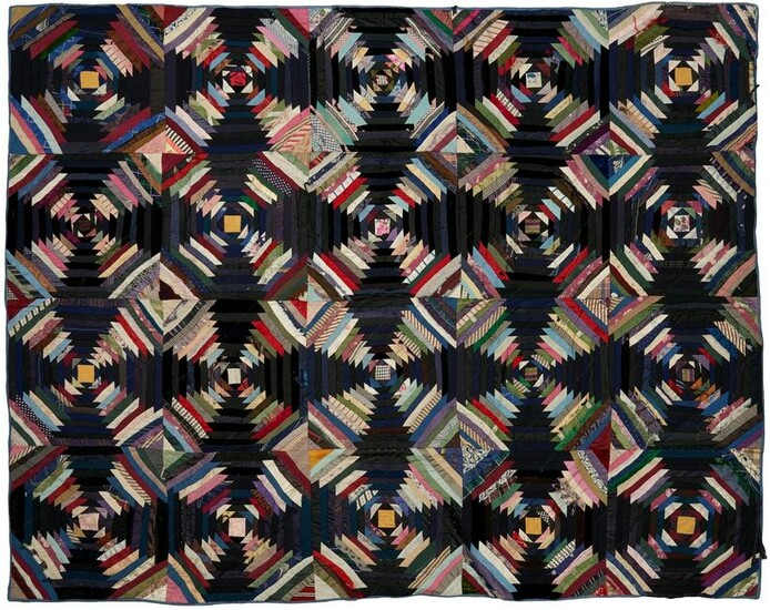 American Windmill Blade/Pineapple Log Cabin Quilt