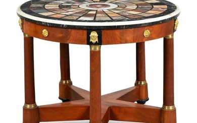 An Empire Style Brass Mounted Mahogany Center Table