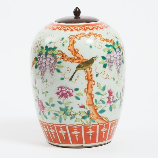 An Iron Red and Enamel Decorated 'Birds and Grapes'
