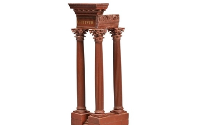 An Italian rosso antico model of the Temple of Vespasian and Titus, 19th century