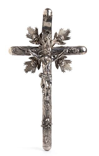 An Italian silver 800/1000 crucifix - late 19th early 20th...