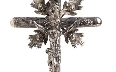 An Italian silver 800/1000 crucifix - late 19th early...