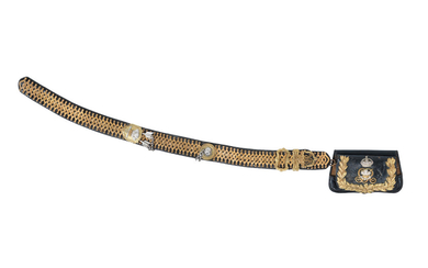 An Officer's Ormolu And Silver-Mounted Black Leather Flap Pouch And Belt To The 10th Royal Hussars, Pre 1889