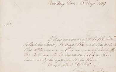 An autograph letter from Washington's first year as President