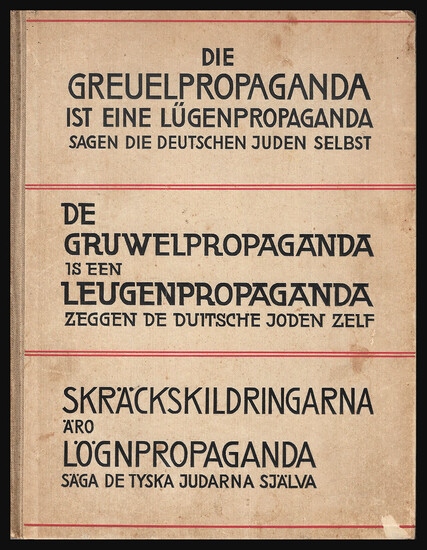 An early Nazi book - Die propaganda its eine lugenpropaganda sagen die deuschen juden selbst, Berlin 1933