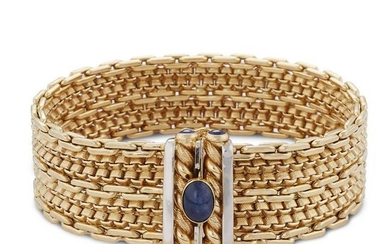 An eighteen karat gold and sapphire bracelet