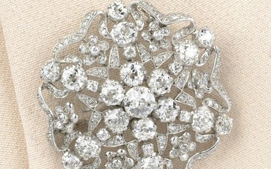 An old and single-cut diamond openwork floral brooch.