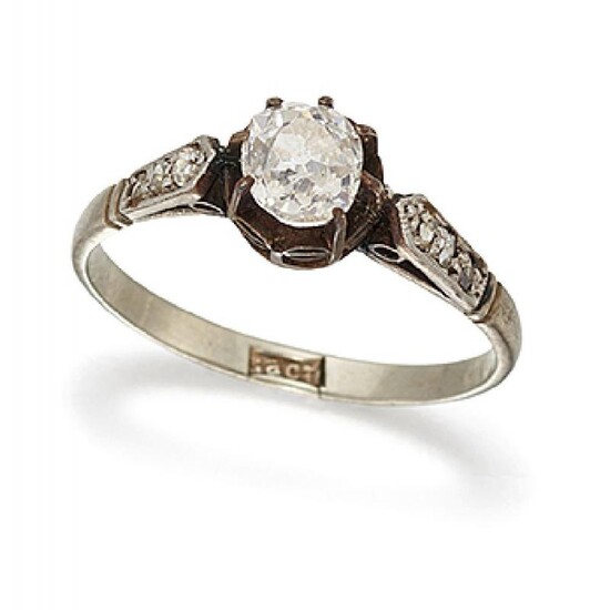 An old-cut diamond single stone ring, the...