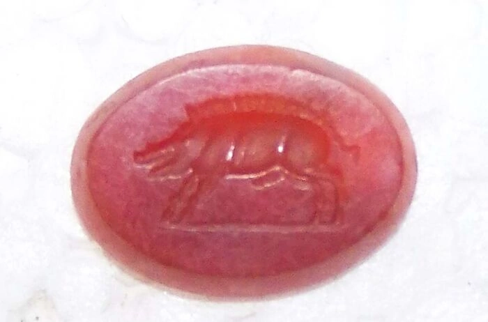 Ancient Roman Stone gem with Wild Boar - (0.3×1.2×1.7 cm)