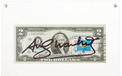 Andy Warhol - 2 Dollar Bill, signed and stamped, USA