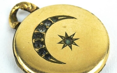 Antique 19th C Crescent Moon Locket