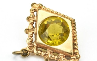 Antique 19th C Gold Filled Citrine Crystal Pendant