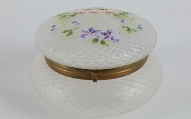 Antique Bohemian Moser Quilted Enameled Glass Box