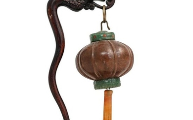 Antique Chinese Hanging Jade and Amber Ornament