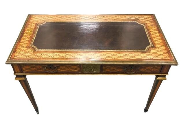 Antique Early 19th C Marquetry Inlaid Desk Table