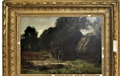 Antique English Oil Painting, Country Scene by Yeend