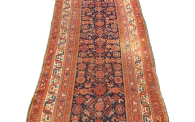 Antique Red Blue Oriental Turkish Runner Rug Carpet 12’9”x3’5.5”