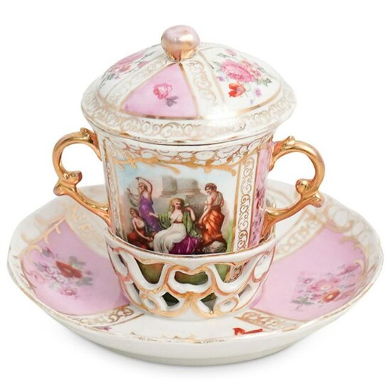 Antique Von Schierholz Porcelain Trembleuse Cup &