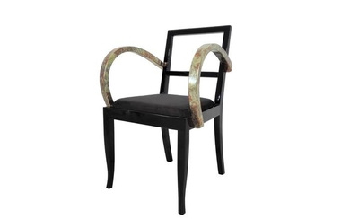 Art Deco chair made of beat metal armrests
