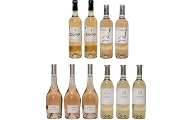 Assorted French Rosé Wine: Les Alizes Rosé, Chateau Auzias, 2021, three bottles and seven others