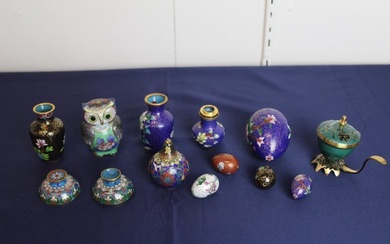 Assorted High Quality Cloisonne Cabinet Pieces Scent Bottles and Eggs