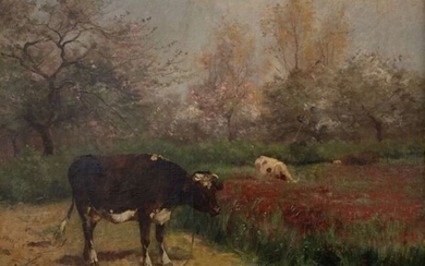 Aymar Alexandre Pezant (1846-1916) - Vaches dans le bocage normand