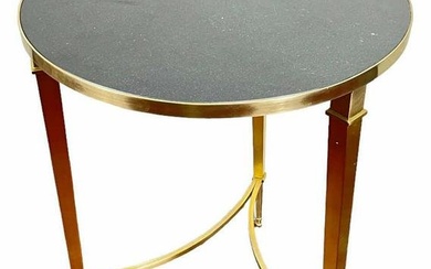 BRASS BASS WITH MARBLE TOP OCCASIONAL TABLE