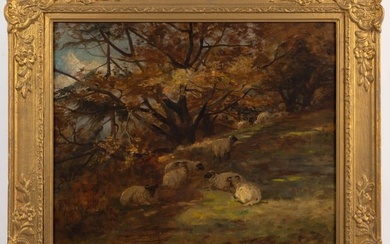 BRITISH SCHOOL (19TH CENTURY) LANDSCAPE WITH SHEEP
