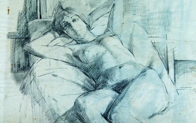 Ben Sunlight, British 1935-2002- Reclining nude, 1960; graphite on paper, signed and dated lower left, 50.5 x 40.5 cm: together with seven further drawings and watercolours by the same artist, some signed and dated (unframed) (8) (ARR) Provenance:...