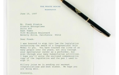 Bill Clinton Typed Letter Signed to Frank Sinatra