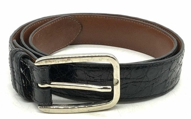 Black Genuine Crocodile Leather Belt
