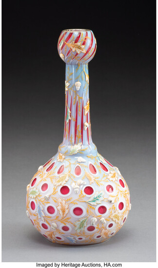 Bohemian Enameled and Cameo Glass Acorn Vase Attributed to Moser (early 20th century)