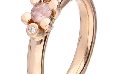 Bron - 18 kt. Pink gold - Ring - 0.01 ct Diamond - Tourmaline