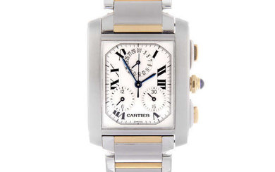 CARTIER - a gentleman's bi-metal Tank Francaise Chronoflex chronograph bracelet watch.