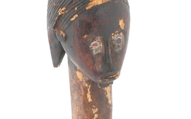 CENTRAL AFRICAN GABON FANG HAND CARVED WOOD HEAD