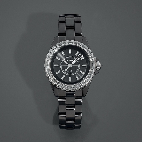 CHANEL J12 CHROMATIC JOAILLERIE A ceramic, titanum and diamond quartz lady’s watch by Chanel.