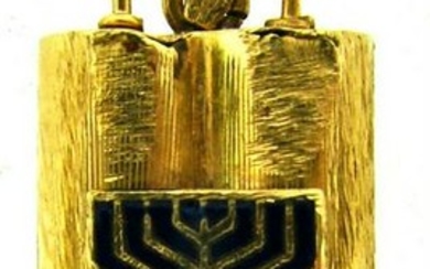 COLLECTIBLE 14k Yellow Gold & Enamel Judaica Pendant!