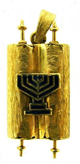 COLLECTIBLE 14k Yellow Gold & Enamel Judaica Pendant!