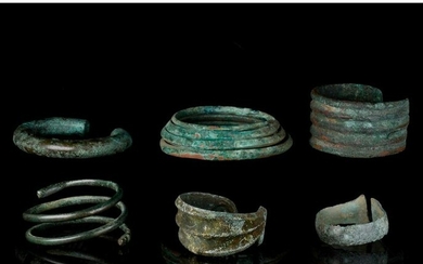COLLECTION OF 6 BRONZE AGE BRACELETS