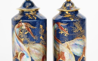 Carp' a pair of Carlton Ware canister vases...