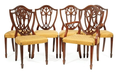 Carved Mahogany Shieldback Dining Chairs