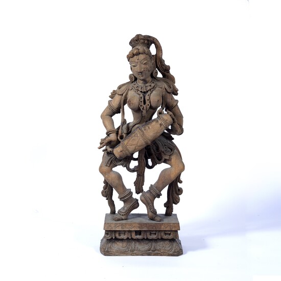 Carved hardwood figure of Shiva