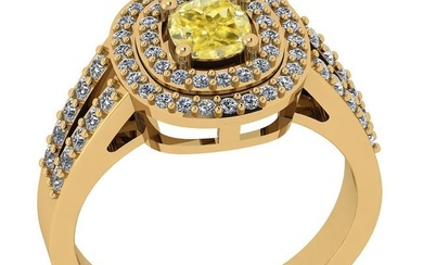 Certified 1.11 Ct GIA Certified Natural Fancy Yellow Diamond And White Diamond 18K Yellow Gold