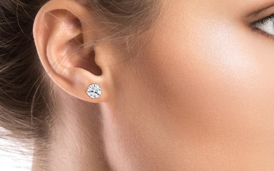 Certified 14k White Gold 3-prong Lab Created Round Brilliant Diamond Stud Earrings (2.3 Ct. T.w.