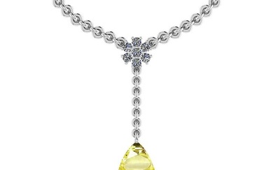 Certified 3.03 Ct Fancy Lemon And Diamond VS/SI1 Platinum Victorian Style Pendant