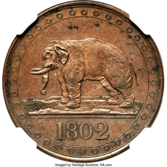 Ceylon: , British India. Madras Presidency/Ceylon Mule 1/48 Rupee/Rixdollar 1802 AU55 Brown NGC,...